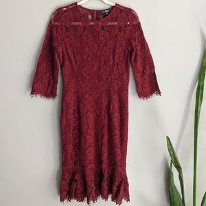 Lulus Burgundy Lace Dress S:M